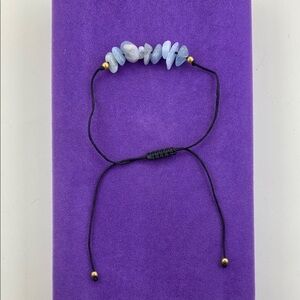 💛 Boho Gold Plated Bead & Blue Stone Adjustable Bracelet